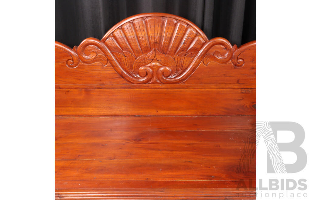 Indonesian Mahogany Settee with Carved Back