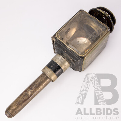 Antique Carriage Light with Engraved Bevelled Glass, Patent Number 2070