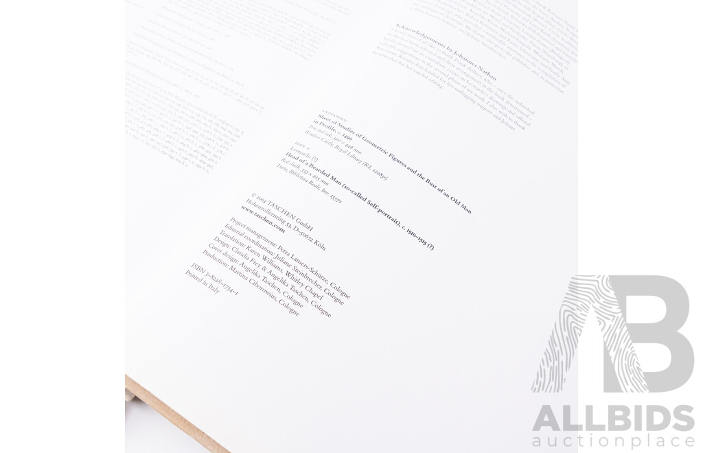 Frank Zollner (20th Century, German, 1956-), Leonardo Da Vinci 1452-1519) The Complete Paintings & Drawings, 2003 Edition Published by Taschen