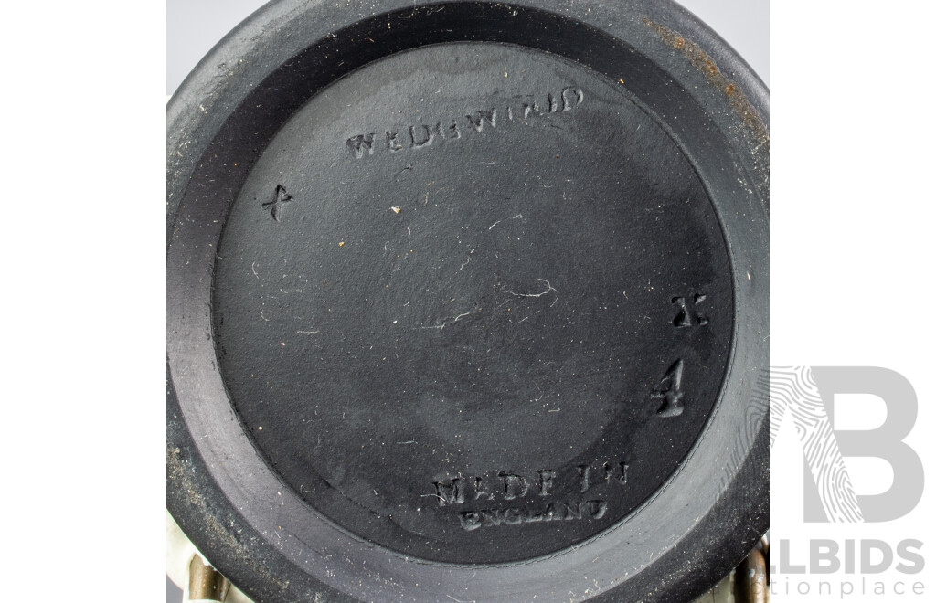 Antique Wedgwood Black Basalt Neo Classical Jardiniere Along with Two Other Wedgwood Black Basalt Pieces