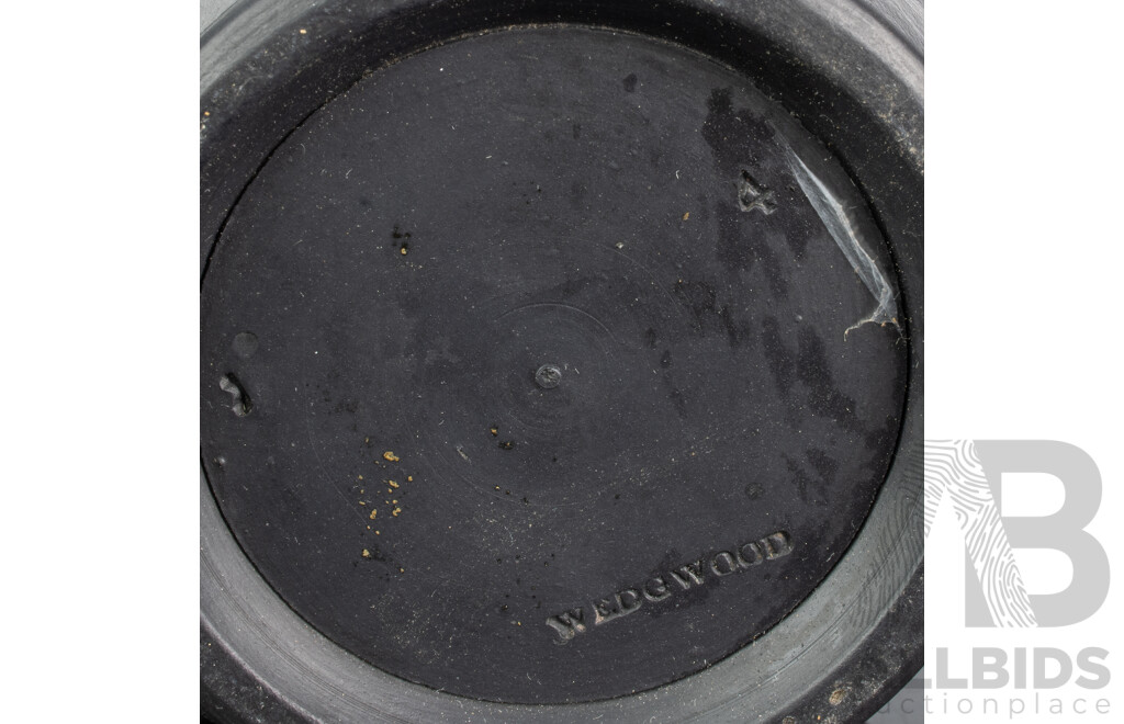 Antique Wedgwood Black Basalt Neo Classical Jardiniere Along with Two Other Wedgwood Black Basalt Pieces
