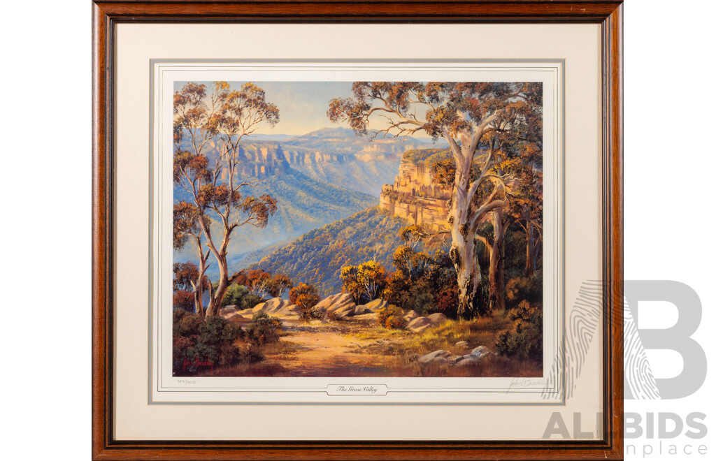 John Bradley, (20th Century, Australian, 1945-) Ramparts - Capertree, The Grose Valley & Adelong Gold, Trio of Limited Edition & Signed Reproduction Colour Prints of Original Oils, 57 x 65 cm (frame) (3)