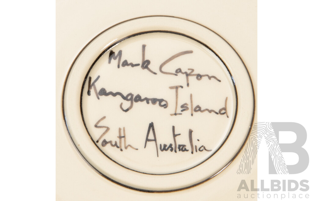 Set 13 Pieces Australian Studio Pottery by Mark Capon of Kangaroo Island Including Platters, Vase, Two Mugs and More