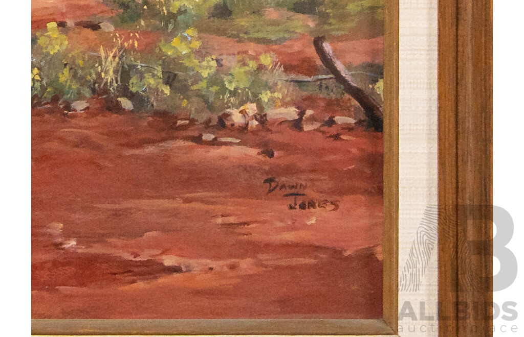 Dawn Jones, (20th Century, Australian), Good Day for Line Drying, Wonderful Original Vintage Oil on Masonite, 35 x 46 cm (frame)