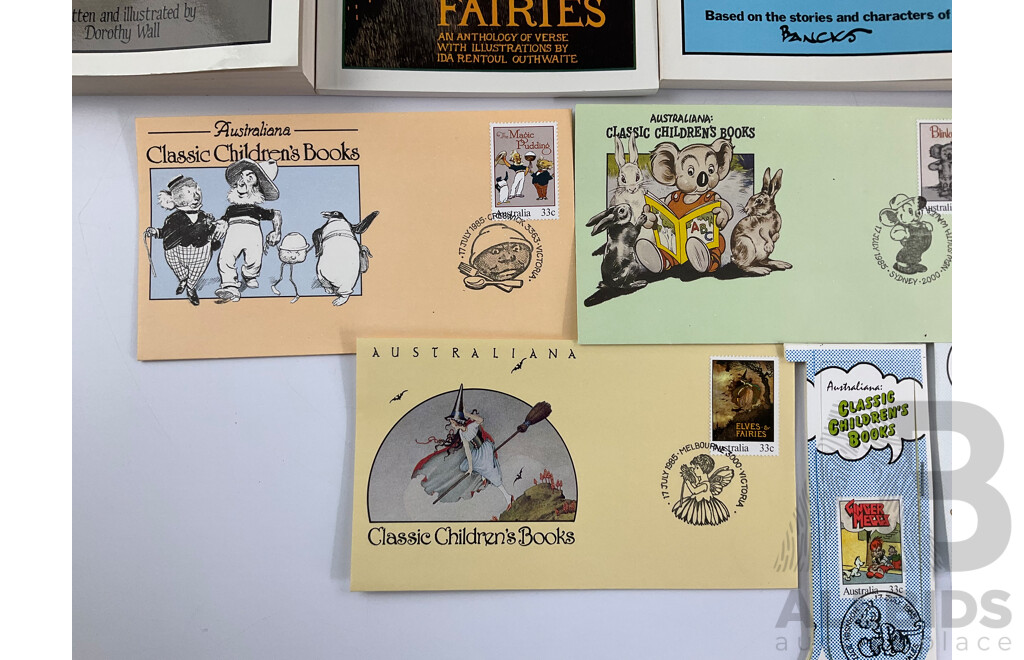 Australian 1985 Classic Children's Books First Day Covers, Mint Stamps, Book Marks, Bag and Books