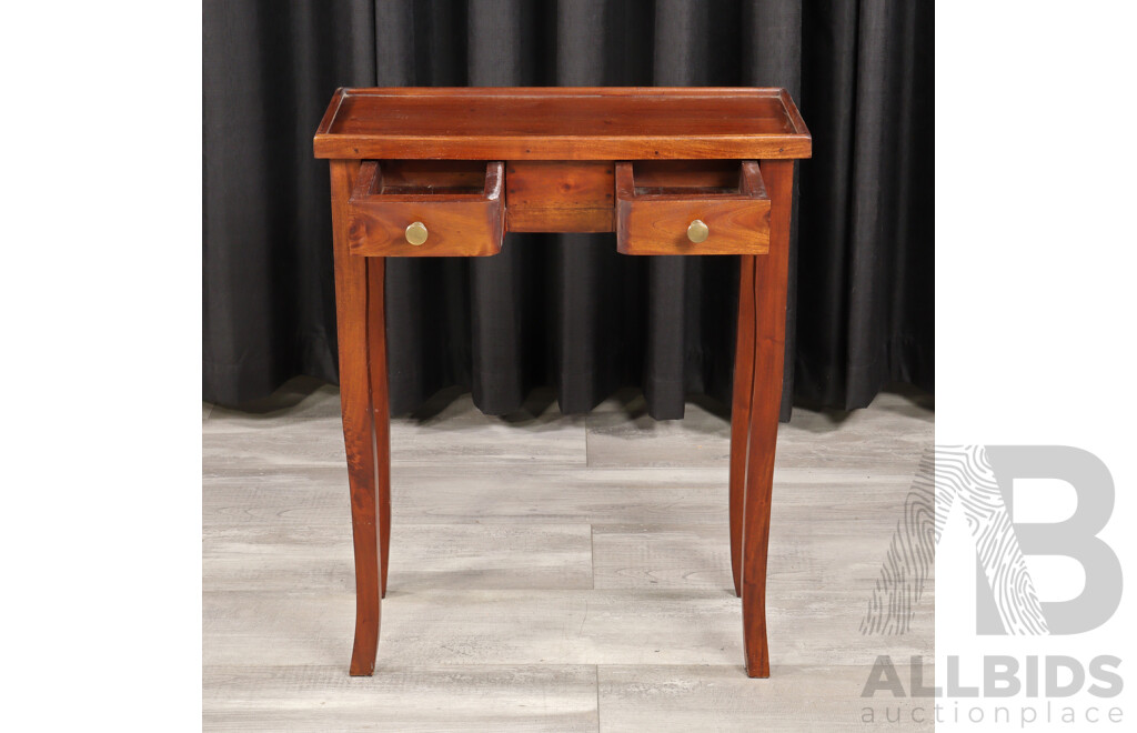 Indonesian Mahogany Two Drawer Side Table