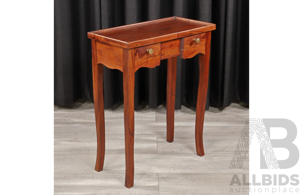 Indonesian Mahogany Two Drawer Side Table