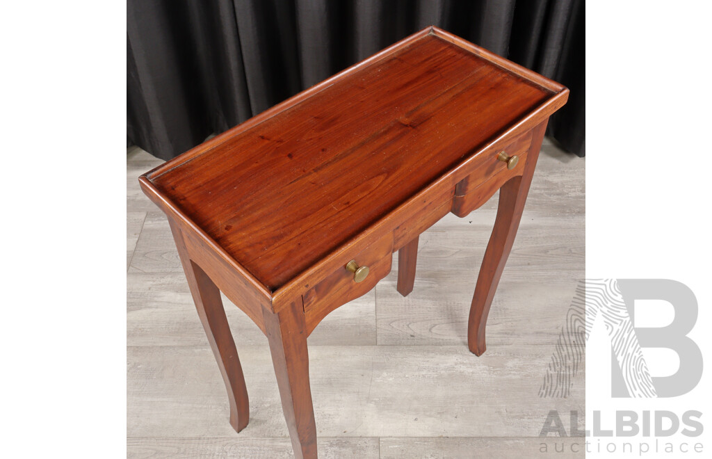 Indonesian Mahogany Two Drawer Side Table