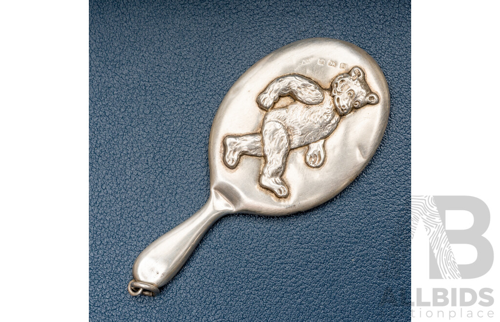 Antique Sterling Silver Petite Mirror for Chatellaine/fob Pendant, 70mm, Birmingham 1908, 8.14 Grams