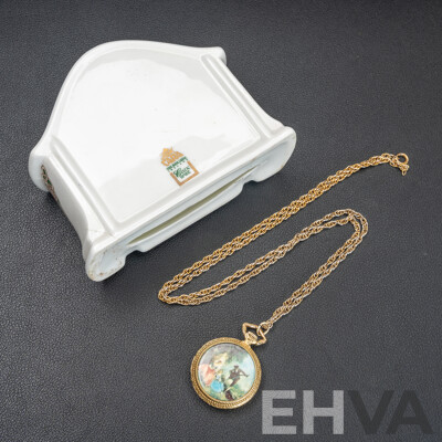 Pro Bijoux Lousanne Ornate Watch Pendant & Celtic Spirit Fine Bone China Ireland Royal Tara Small Clock