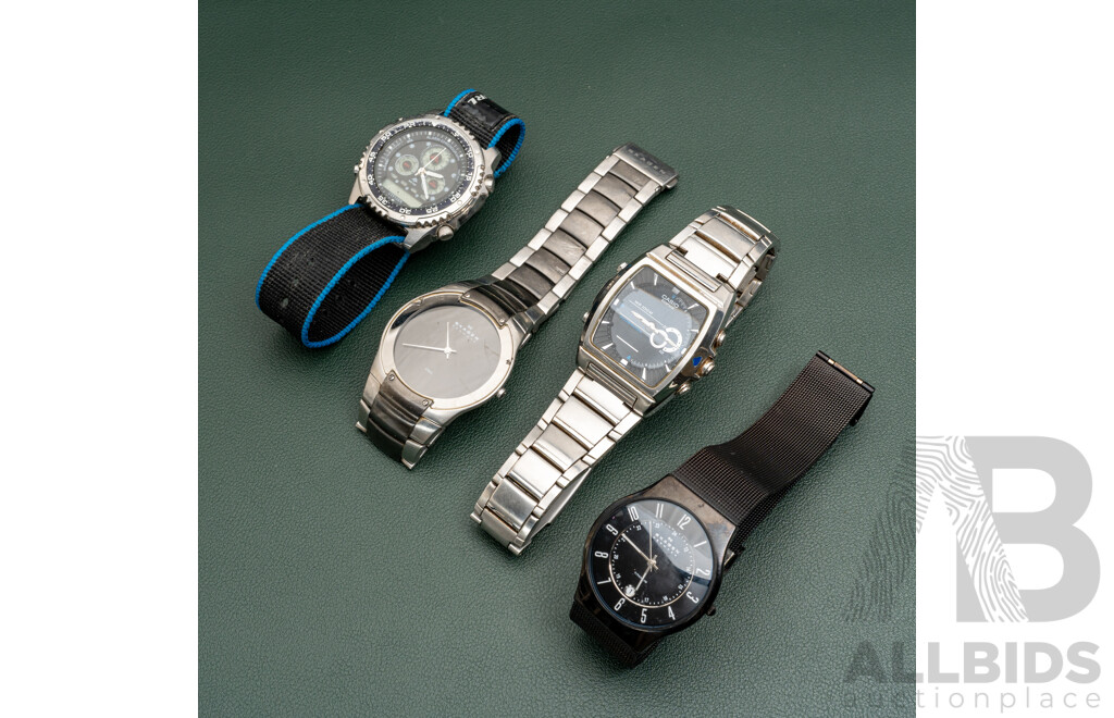 Casio Ediface 4334 EFA-120 Mens Watch, Ripcurl Digital Watch & (2) Skagen Mens Watches