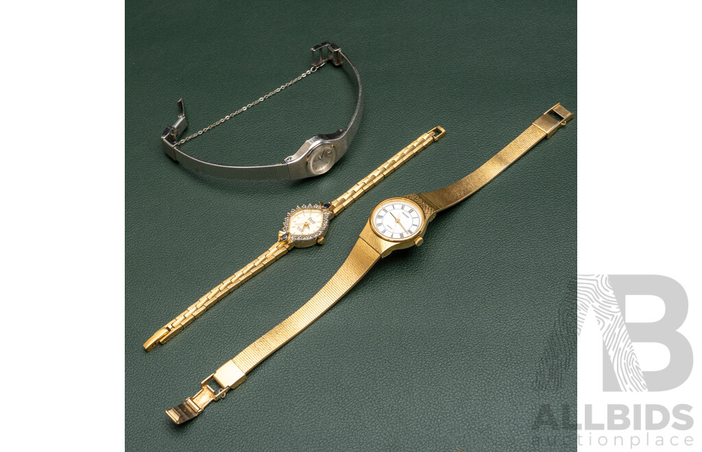 Citizen 2030-201167, Pulsar V811-0500 & Dueville Diamond Amitron Quartz 25/5052 (3) Ladies Watches