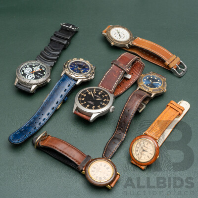 Collection of (7) Mens Dress Watches, Including Mercedes, Eddie Bauer, Ascot & Sabre