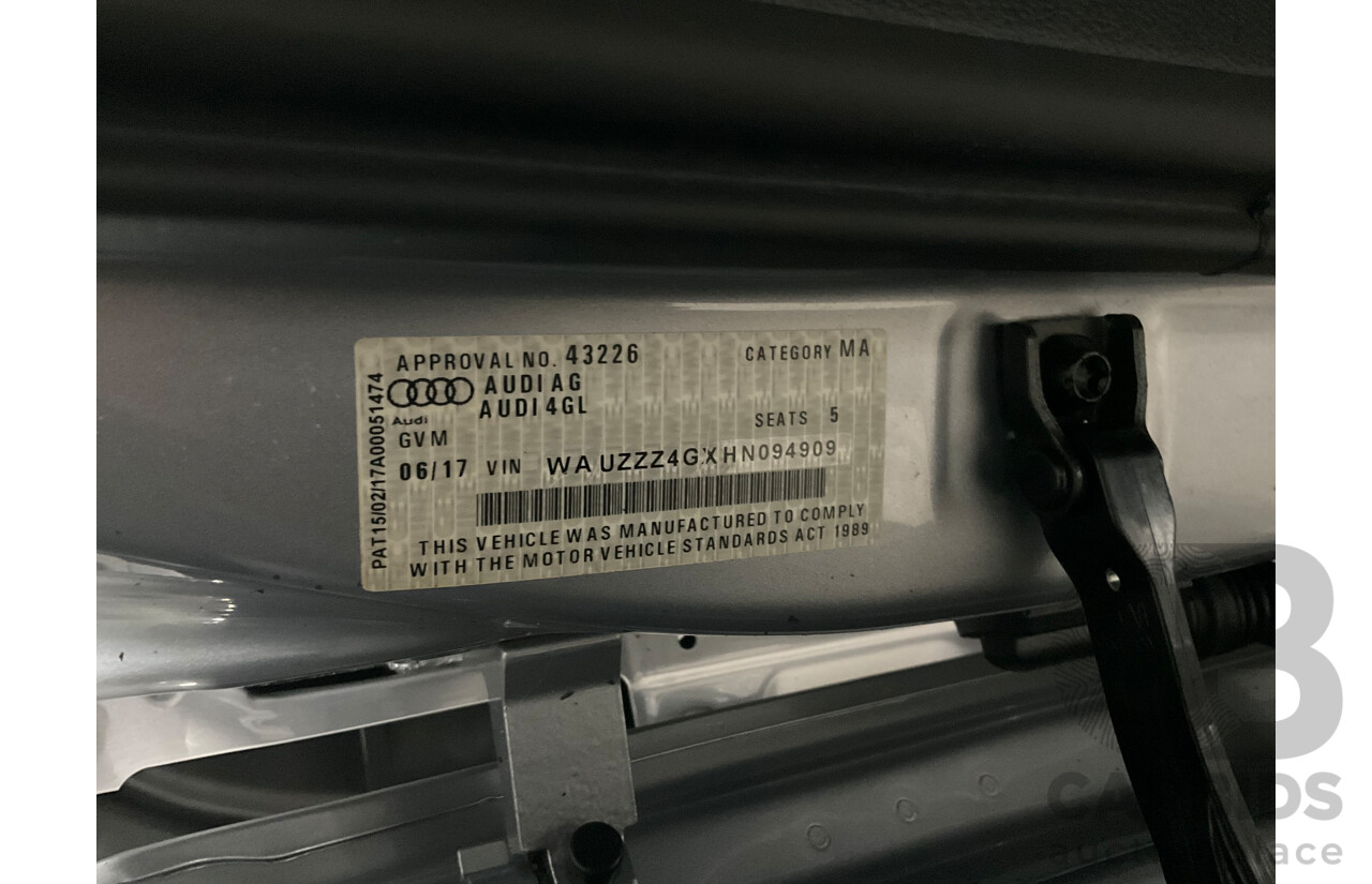 07/2017 Audi A6 S-Line 2.0 TFSI S-Tronic Quattro (AWD) 4GC MY18 4d Sedan Florett Silver Turbo 2.0L