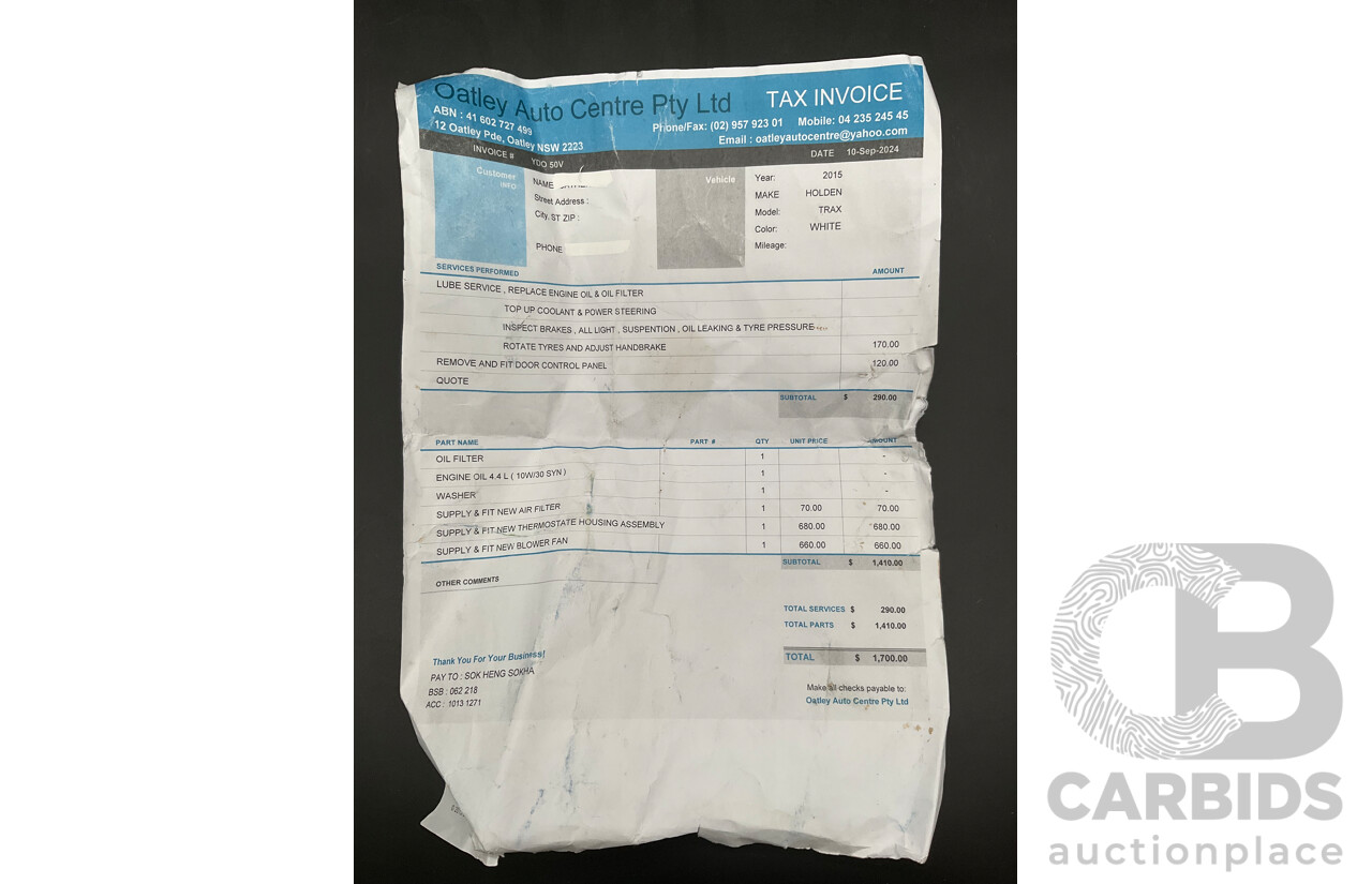 4/2015 Holden Trax LS Active TJ MY15 4d Wagon Summit White Turbo 1.8L