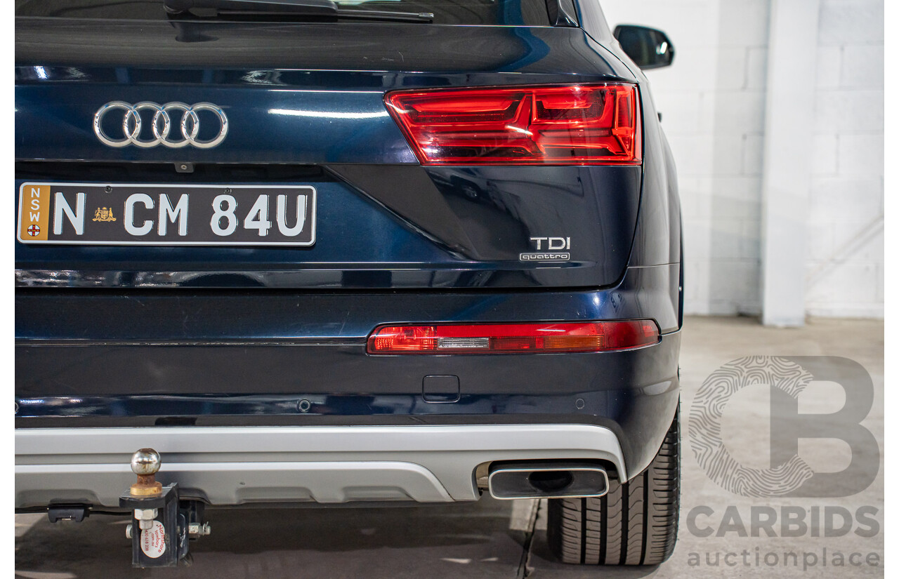 12/2016 Audi Q7 3.0 TDI Quattro (160KW AWD) 4M MY17 4d Wagon Ink Blue Pearl Turbo Diesel V6 3.0L - 7 Seater