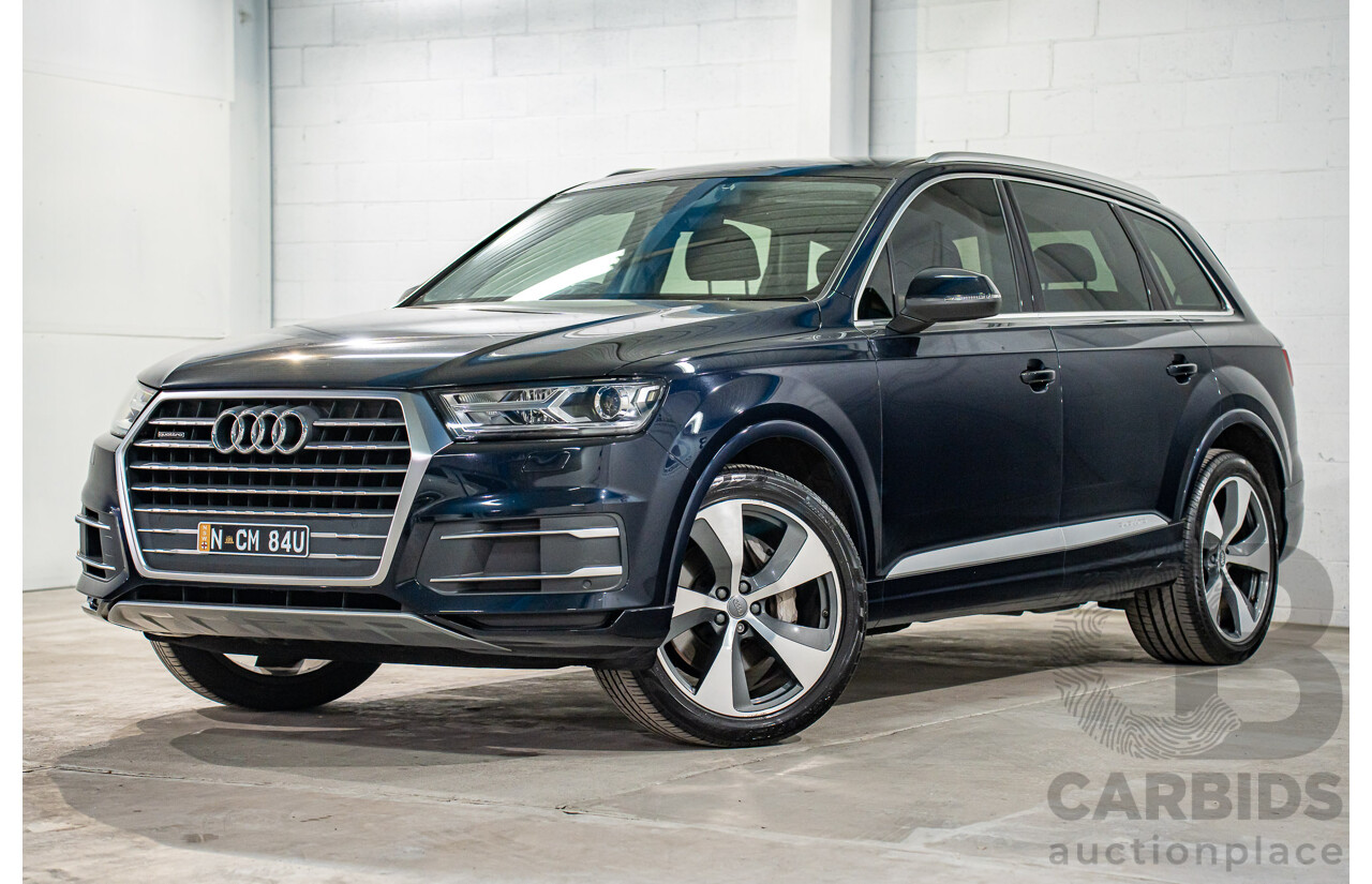 12/2016 Audi Q7 3.0 TDI Quattro (160KW AWD) 4M MY17 4d Wagon Ink Blue Pearl Turbo Diesel V6 3.0L - 7 Seater