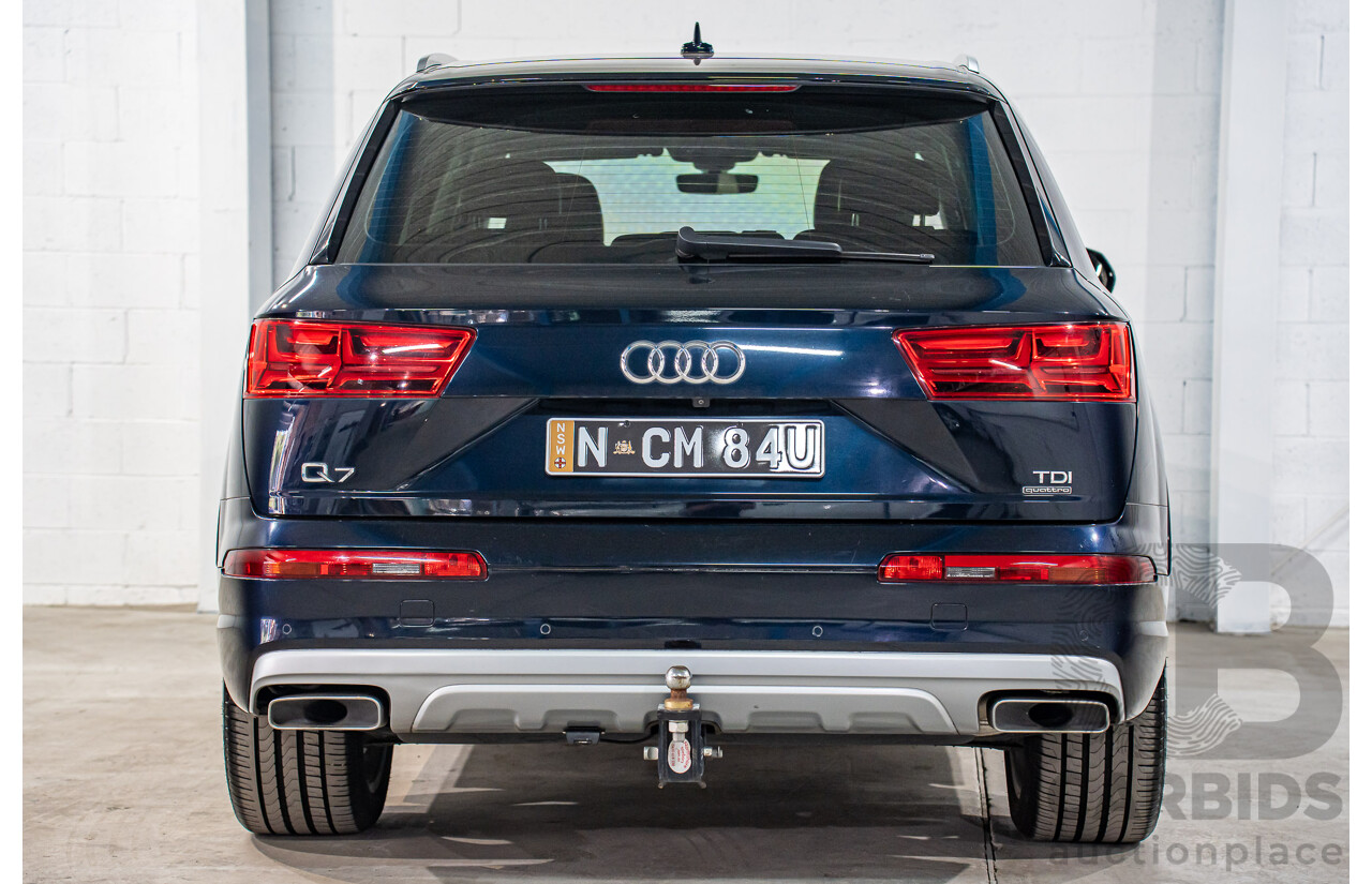 12/2016 Audi Q7 3.0 TDI Quattro (160KW AWD) 4M MY17 4d Wagon Ink Blue Pearl Turbo Diesel V6 3.0L - 7 Seater