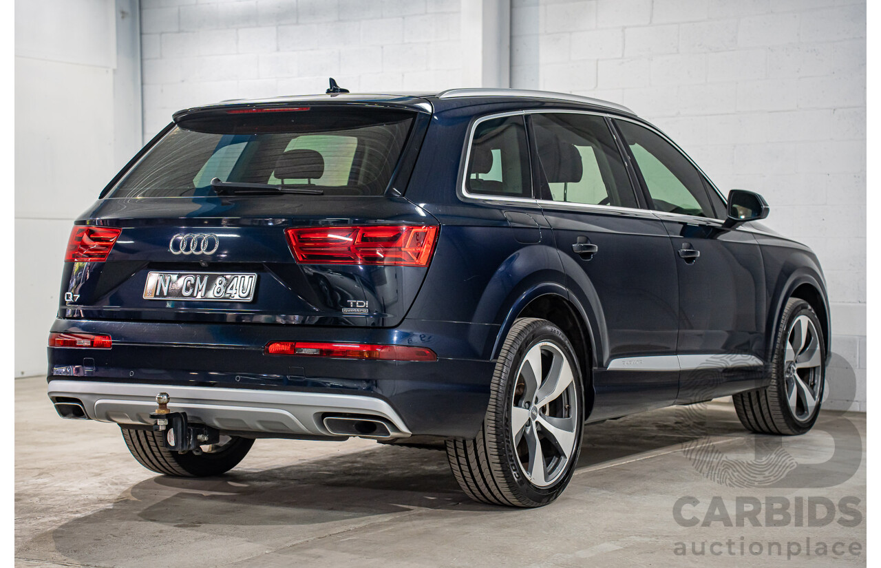 12/2016 Audi Q7 3.0 TDI Quattro (160KW AWD) 4M MY17 4d Wagon Ink Blue Pearl Turbo Diesel V6 3.0L - 7 Seater