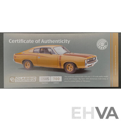 Classic Carlectables  1:18 Limited Edition Diecast Model E49 Charger 'Big Tank'-  50 Th Anniversary Gold Livery - Brand New