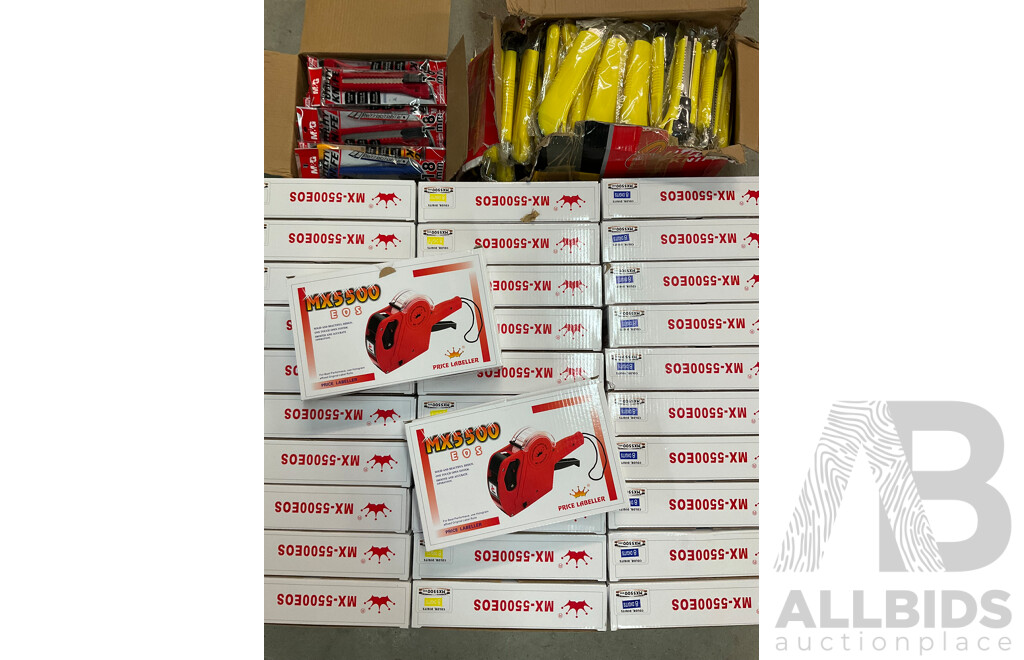 MX5500 EOS Price Labellers and Utility Knifes - Lot of 131