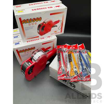 MX5500 EOS Price Labellers and Utility Knifes - Lot of 131