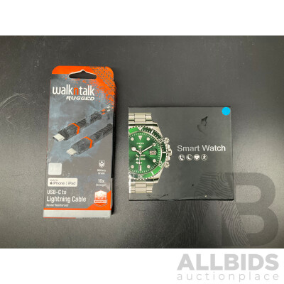 Men's Business Smartwatch and WALKnTALK Rugged USB-C Cable - Lot of 2