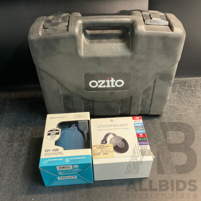 OZITO Heat Gun & Google Chromecast & Braven Mini Speaker - Lot of 3