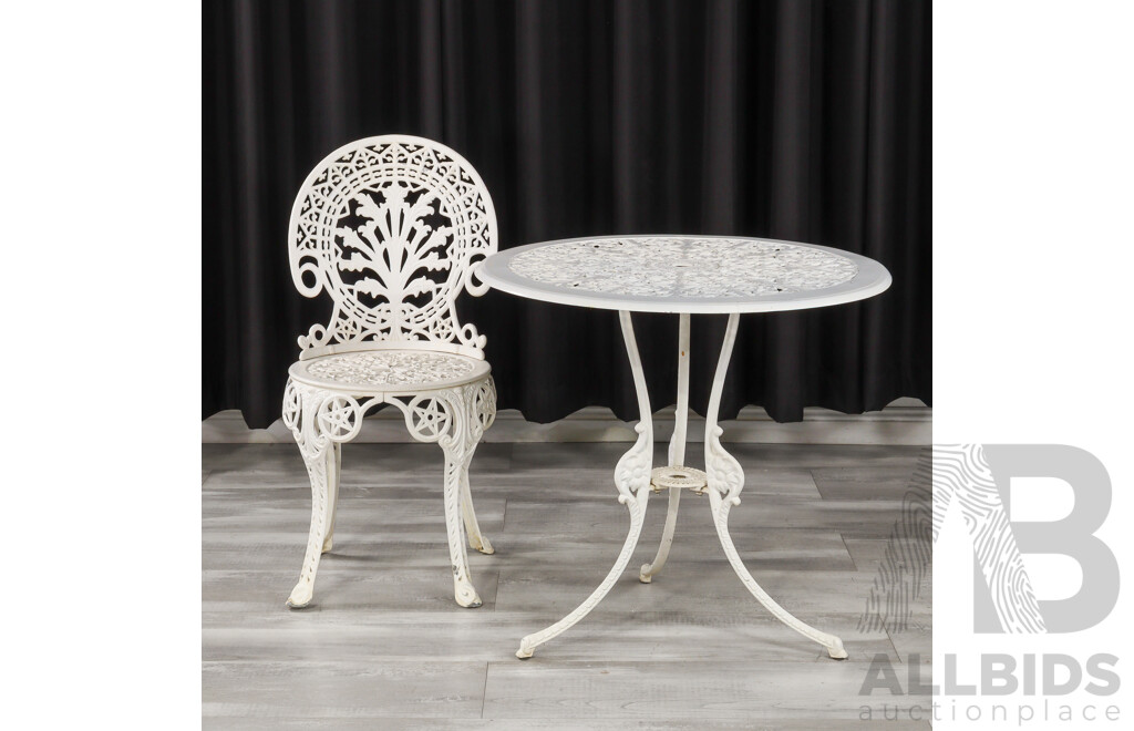 Cast Alloy Garden Table and Single Chair