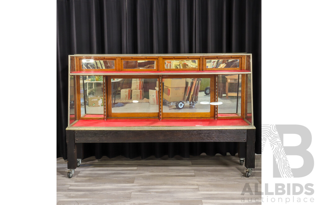 Vintage Brass Bound Display Case on Later Base
