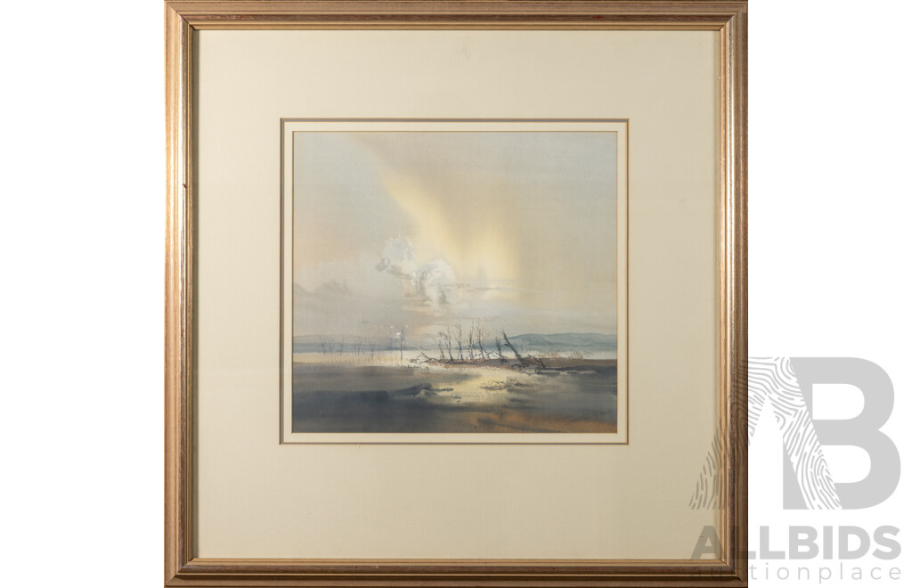 Reg Cox, (20th Century, Australian, 1946-), After Rain - Lake Eildon, Watercolour, 68 x 68 cm (frame)