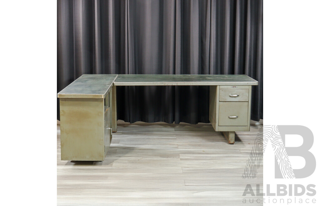 Vintage Metal Two Piece Corner Desk by Steelbuilt