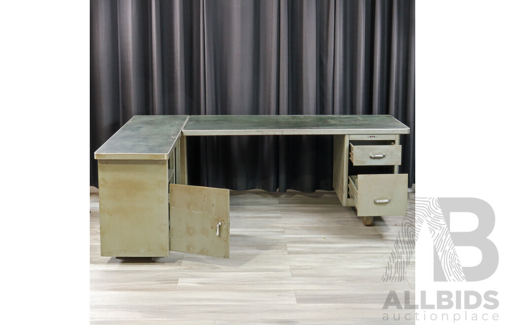 Vintage Metal Two Piece Corner Desk by Steelbuilt