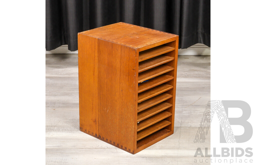 Vintage Oak Desktop File and Paper Tray