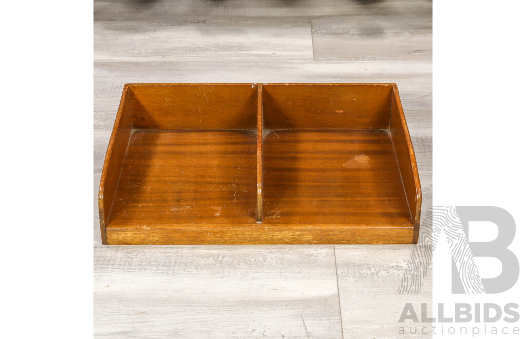 Vintage Oak Desktop File and Paper Tray