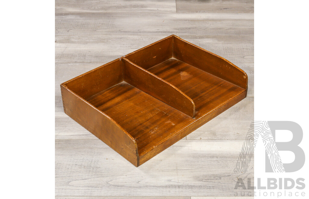 Vintage Oak Desktop File and Paper Tray