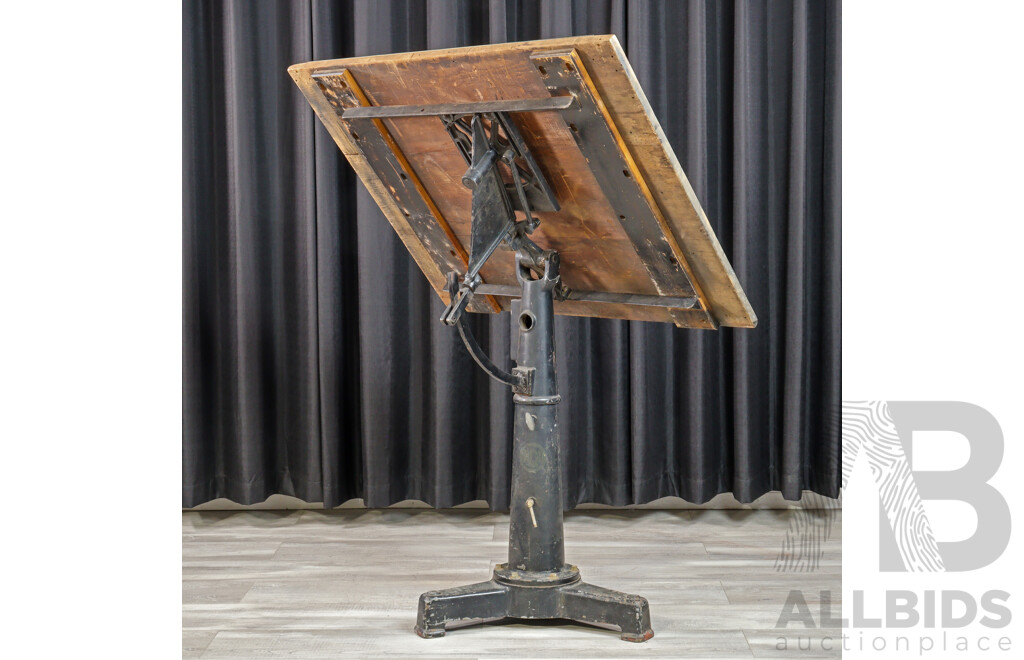 Vintage Draughtsman's Desk with Timber Top