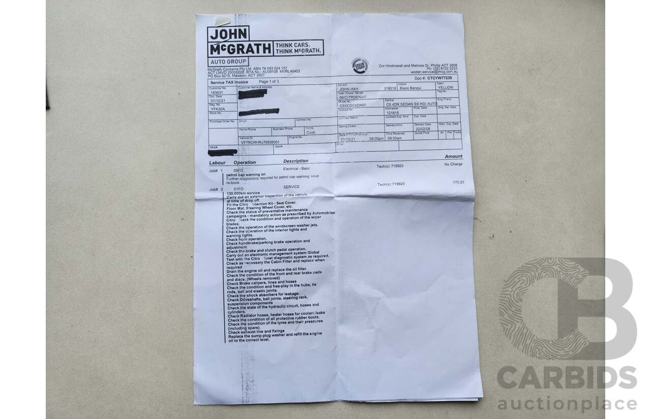 2/2008 Citroen C5 SX 2.0 16V HDi 06 UPGRADE 4d Wagon White 2.0L