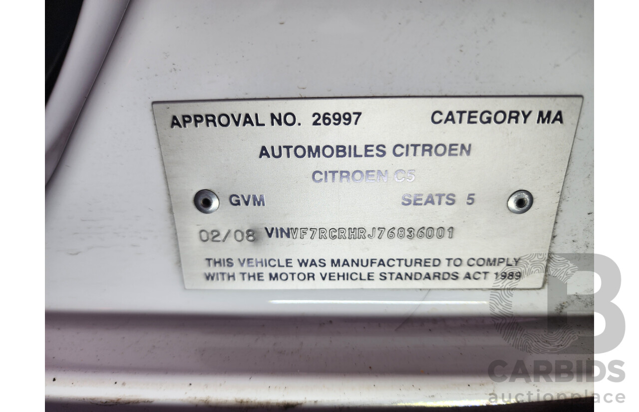 2/2008 Citroen C5 SX 2.0 16V HDi 06 UPGRADE 4d Wagon White 2.0L