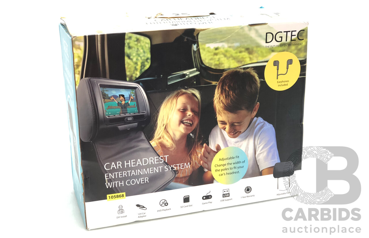 DGTEC Car Headrest Entertainment System with Cover - New