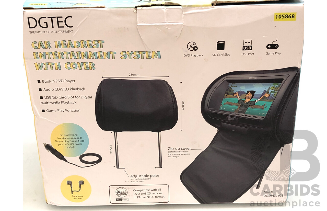 DGTEC Car Headrest Entertainment System with Cover - New