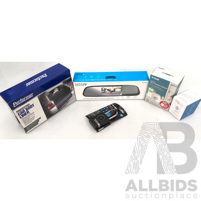Nano Cam Reverse Mirror Camera, Car Boot Liner,  Ring Chime Doorbell, D-Link Wi-Fi Motion Sensor, Master Lock Bluetooth Outdoor Padlock - Brand New