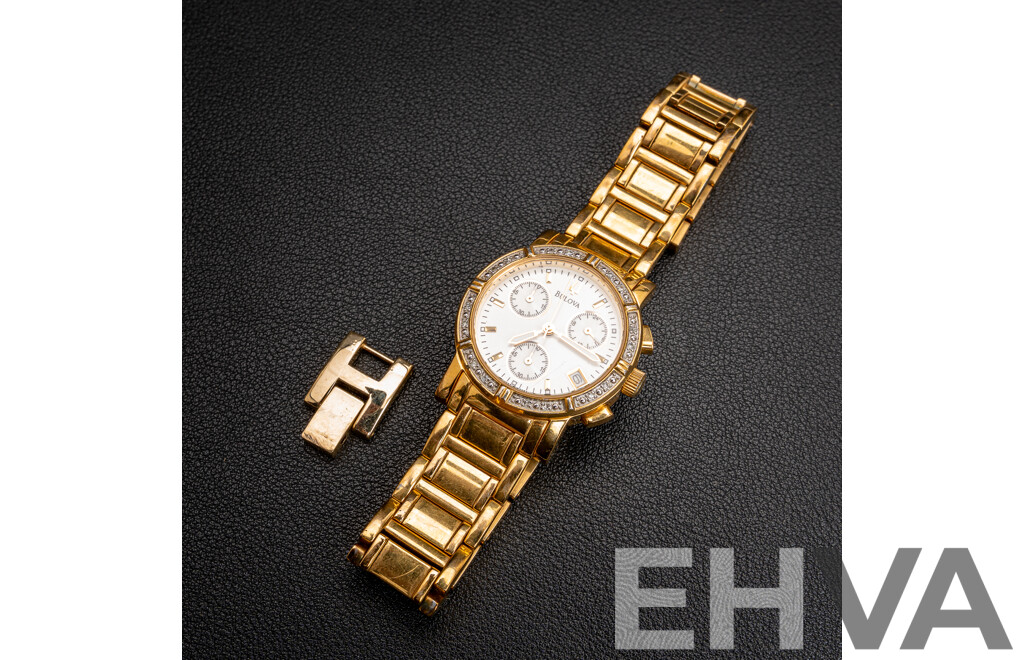 Bulova Ladies Diamond Set Chronograph Watch, 98R97 C937378, 29mm