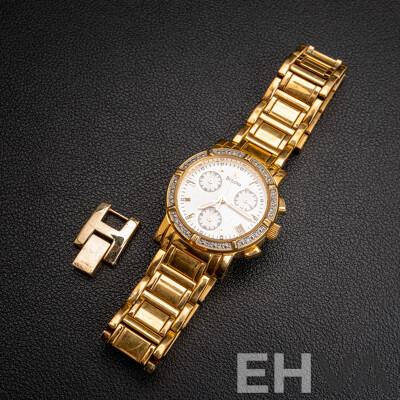 Bulova Ladies Diamond Set Chronograph Watch, 98R97 C937378, 29mm