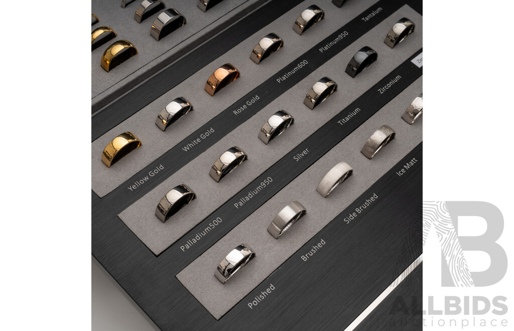 Becks & Infinity Wedding Ring Samples with Display Mounts