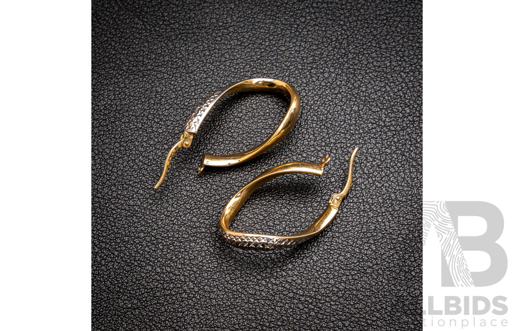 10ct Michael Hill Jewellers Long Diamond Cut Twist Hoop Earrings, 28mm, 2.73 Grams