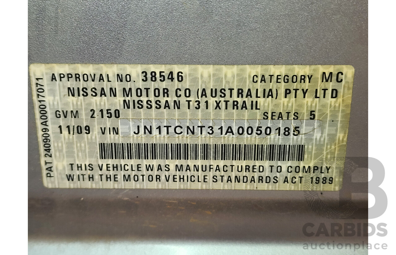 11/2009 Nissan X-Trail TL (4x4) T31 4d Wagon Silver 2.0L