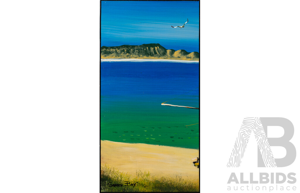 Nelson Nurse, (20th Century, Australian), Shark Bay (2002), Wonderful Original (Unhinged) Triptych of Oil on Pasterboards, 59 x 91 cm (Three Panels) (3)