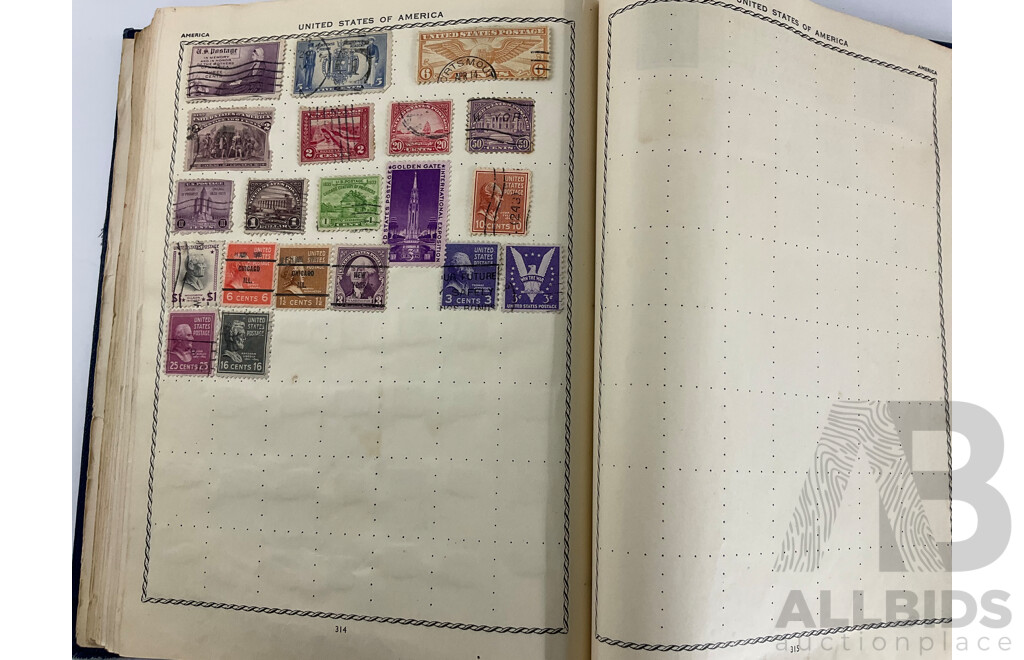 The Triumph Illustrated Stamp Album, Antique and Vintage Stamps Including Australian States, Predecimal, Belgium, Canada, Ceylon, India, Germany, Great Britain, Hungary, USA