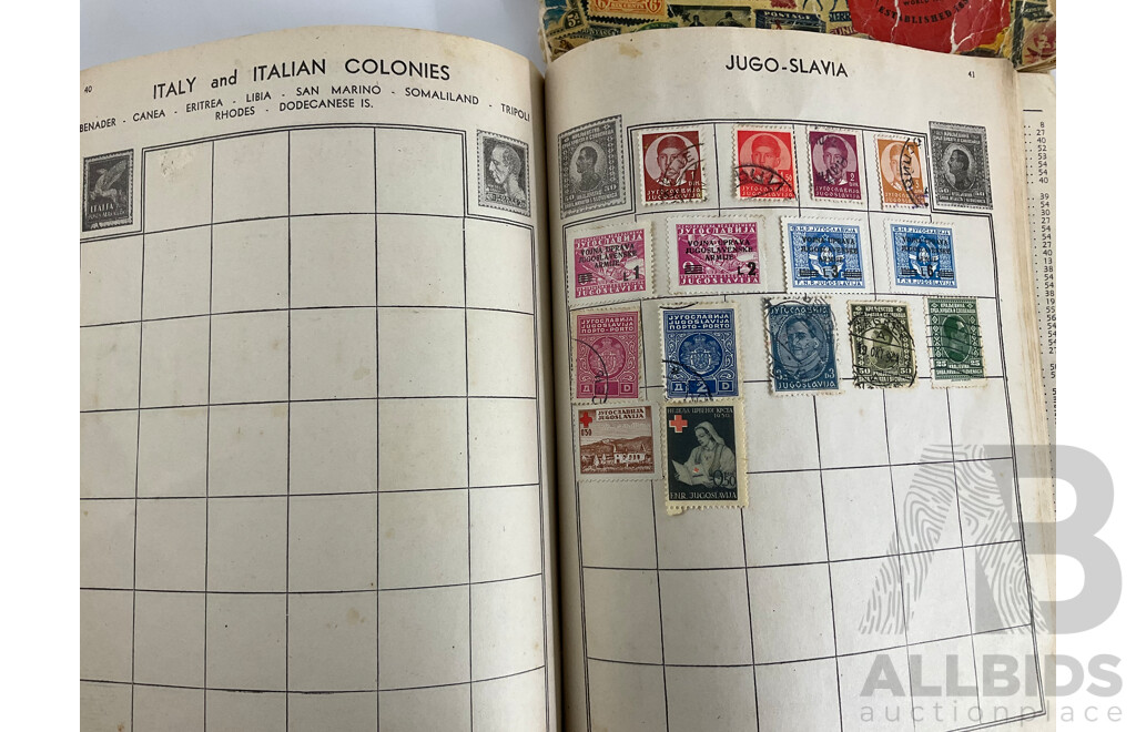 Four Albums of International Vintage Stamps Including Australian Predecimal, Germany, Norway, USA, Great Britain, France, Greece and More
